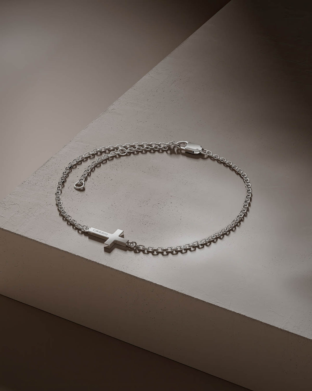 Side cross bracelet in silver, second view